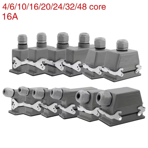 Rectangular Heavy Duty Connector HDC-HE-4/6/10/16/20/24/32/48 Core 16A 500V Waterproof And Dust Proo