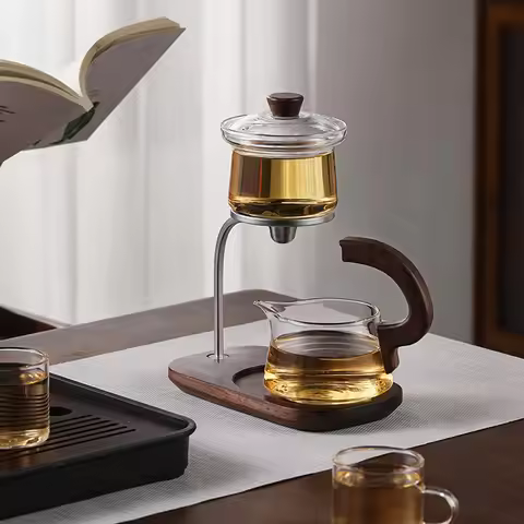 Glass Teapot Set Kungfu Glass Teapot Set Lazy Tea Maker Tea Set Clear Glass Lazy Kungfu Tea Pot Set 