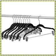 (EBIO) 10 Pack Clothes Hangers with Clips Black Velvet Hangers Use for Skirt and Clothes Hanger Pant