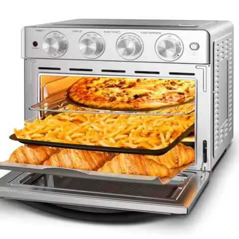 26 QT Large Air Fryer Toaster Oven with Stainless Steel Exterior 7-in-1 Functions for Baking Roastin