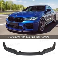 For BMW M5 F90 LCI 2021+ ST Style Real Carbon Fiber Car Front Bumper Diverter Spoiler Diffuser Front