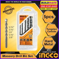 ۩ ◆ BUILDMATE Ingco 5PCS Concrete Masonry Drill Bits SET UAKDB3055 | AKDB3055 Cement Impact Drill