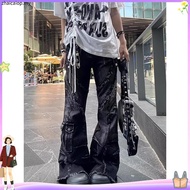 Women's Y2K Baggy Flare Jeans - Japanese 2000s Oversiz ed Cargo Denim