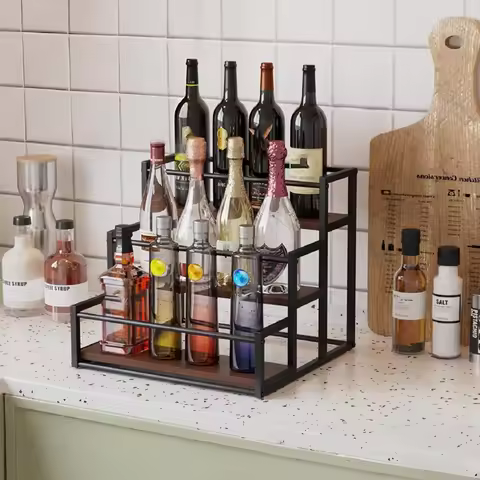 A74E-Coffee Syrup Rack 3-Storey Storage Rack Wine Rack Wine Rack Kitchen Seasoning