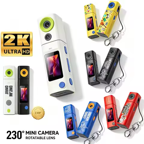 Mini 2K 230Â° Digital Mini Flip Camera with Lens, Very Small Portable Camcorder, Keychain Camera