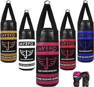 Jayefo Punching Bag and Boxing Gloves Set for Children - Kids Boxing Set with Boxing Bag with Hanging Straps and Boxing Gloves for Kids for Boxing, MMA, Karate, Judo - Ages 3 to 9