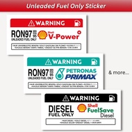 Ron 97 Ron 95 Diesel Shell Petronas Self Adhesive Sticker 100mm x 50mm Ron-05