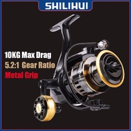 SHILIHUI Fishing Reel HE1000-7000 Max Drag 10kg Metal Spool Ball Grip Spinning Reel 1000 Saltwater F