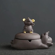 Purple Clay Tea Pet Home Decoration Cute Cartoon Mouse Ornaments Ceramic Ashtray Creative Animal Ash