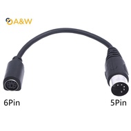 A&W MD 6-pin Female to DIN 5-pin Male Cable Ps2 Keyboard and Mouse Transmission Cable