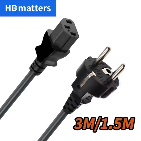 EU Power Cord CEE 7/7 SCHUKO EU Mains Power Cable to IEC 60320 C13 3M 1.5M European AC Power Lead fo