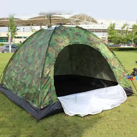 Camping Tent 5-6 Person Single-layer Camouflage Tent Portable Waterproof Tent Travelling Hiking Shel