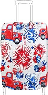 Aesthetic Suitcase Covers for Luggage Protectors Personalized Vintage Red Truck 4th of July Vacation