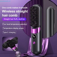 SEVENHOME3E Hair Straightener Brush, USB Charging LCD Display Portable Hair Straightener, Fast Heati