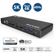 Wavlink USB C 5K แล็ปท็อป Universal Docking Station Ultra HD หลายท่าเรือแสดงผลพร้อม 2 × HDMI และ Dis