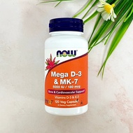 วิตามินD3 วิตามิน K2 Mega D-3 and MK-7 5000 IU / 180 mcg 120 Capsules [New Foods®]