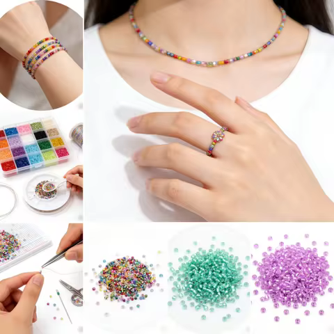1.5-4mm high-quality silver core glass rice beads handmade DIY clothing bead beads loose beads
