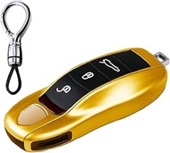 HIBEYO Car Key Case Fits Porsche 981 718 9YA 911 971 Spyder Boxster Cayman Taycan Carera Macan Carre