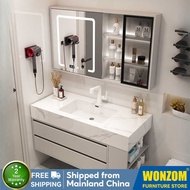 Wonzom Integrated Basin Of Rock Slab Bathroom Cabinet Large Space Bathroom Mirror Cabinet Combinatio