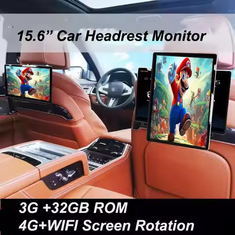 15.6 inch IPS 4G Car Headrest Monitor WIFI Screen RetationTablet PC 4K Android 11 HD 1080P/HDMI//BT