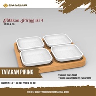 235 Palmpinus | Serving Plate Coaster/ 4-Piece Plate Tray/ | 22 cm x 22 cm | 9 cm x 9 cm | Plate Hol