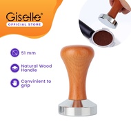 Giselle Espresso Coffee Tamper - 304 Stainless steel Barista Tamper 51mm with wooden handle 389g (CF