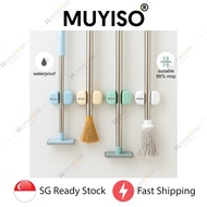 MUYISO ECOCO Side & Front Slot Bathroom Mop Holder Broom Holder Hanger Clip Bathroom Holder