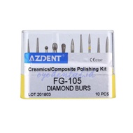 Dental diamond bur high speed finishing bur/ kit fine teeth polishing set bur/ 10pcs yellow ribbon/