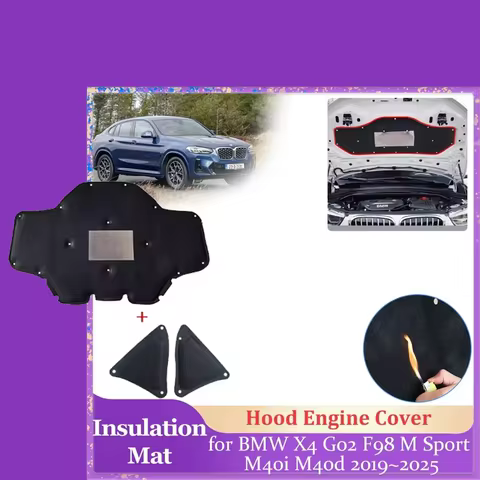 Car Hood Insulation Pad for BMW X4 G02 F98 M Sport M40i M40d 2019~2025 Engine Cover Liner Cotton Hea