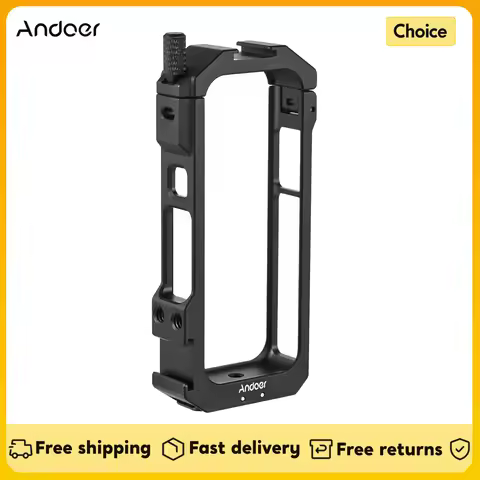 Andoer Panoramic Camera Video Cage with Dual Cold Shoe Mounts Metal Protective Frame Camera Cage Vlo