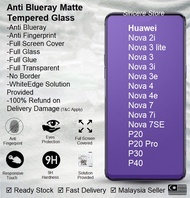 Huawei Nova 2i 3i 3 3E 4 4E 7i 2 Lite P20 Pro P30 P40 Anti Blueray Matte Full Screen Frame Tempered 