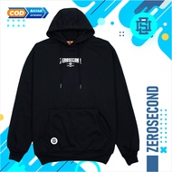 Zero.Second Sweater Hoodie Pria Autentic Logo Full warna Hijau Botol Catton Flecee Gramasi 280S Perm