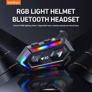 ✨New Product✨ Y20 Lightweight Helmet Bluetooth headset RGB Colorful Light Helmet Headphone Bluetooth