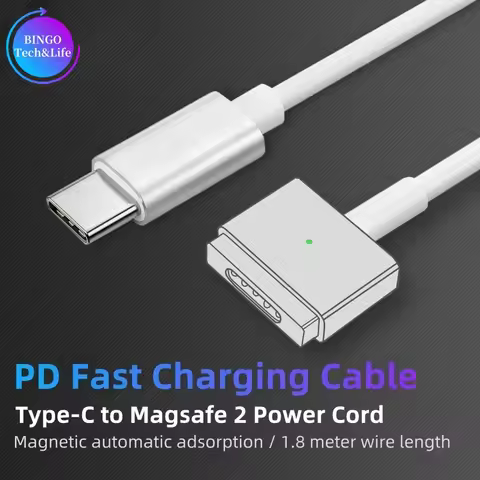 USB-C ( Type-C ) To Magsafe 1/2 Fast Charging Cable Magnetic L / T-Head For MacBook Air/Pro 45W 60W 