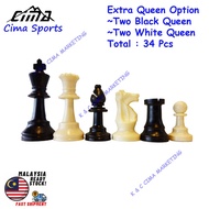 Chess 34 Pieces Extra One Queen (King Height 9.6 cm)