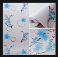 Wallpaper Dinding - Wallpaper Stiker Dinding Kamar - Walpaper Dinding Tembok Ruang Tamu Sakura Biru 