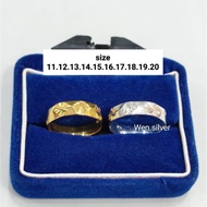 925 Silver Gold Carved Ring