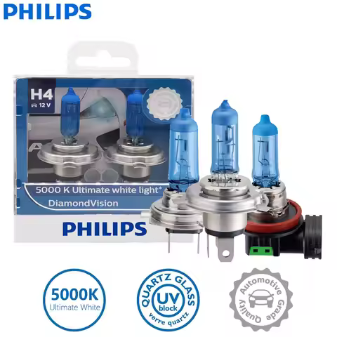 Philips H1 H4 H7 H8 H11 HB2 HB3 HB4 9003 9005 9006 12V Diamond Vision 5000K Super White Halogen Bulb