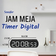 Sonifer Jam Timer Digital Jam Meja Alarm Timer Maju Stopwatch Timer Mundur Countdown Timer Masak SMS