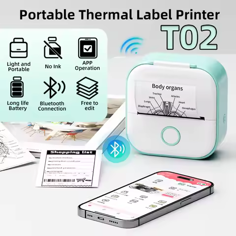 Phomemo T02 Mini Portable Printer Thermal Printing 53mm Sticker Wireless Inkless Mini Pocket Printer