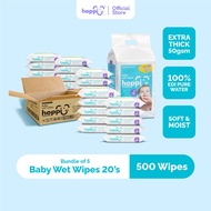 [CARTON] Hoppi Premium 99% Baby Water Wipes (20 Wipes x 25 Packs)