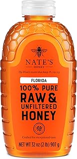 Nate's Florida 100% Pure, Raw & Unfiltered Honey - 32 oz. Squeeze Bottle - All-natural Sweetener