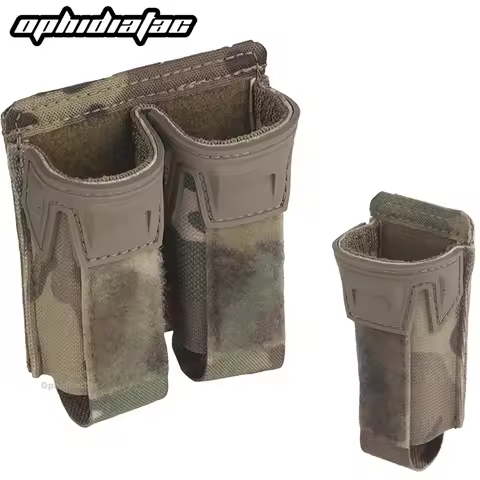 OPHIDIAN 9mm Adjustable Pistol Double/Single Magazine Bag Molle Suitable for Outdoor Hunting Airgun 