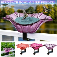 Balcony Bird Bath Railing Bird Feeder Birdbath Bowl Fence Bird Bath with Heavy Duty Adjustable Base
