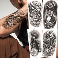 Waterproof Temporary Tattoo Sticker Lion Warrior Funnel Man Half Arm Art Hipster Forest Black Totem
