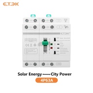 ETEK EK4Q รางดิน 2P 4P ATS พลังงานไฟฟ้าโซลาร์เซลล์ แหล่งจ่ายไฟคู่สวิตช์โอนอัตโนมัติ สวิตช์เลือกไฟฟ้