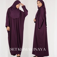 SET KHIMAR KAFTAN INAYA IRONLESS 2.0 CEY Crepe Jubah Muslimah Dress Part 1