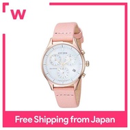 CITIZEN Ladies Eco-Drive Stainless Steel Made in Japan Quartz Leather Calfskin Strap Pink 15 Casual Watch Model: FB1443-08A