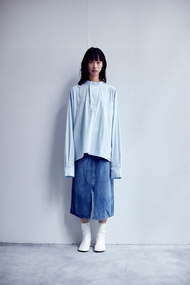 水洗口袋造型牛仔裙