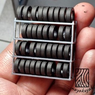 Tyre Rack for Garage Workshop Diorama 1:64 Scale Hotwheels, Matchbox, RMZ City, Pop Race, Mini GT